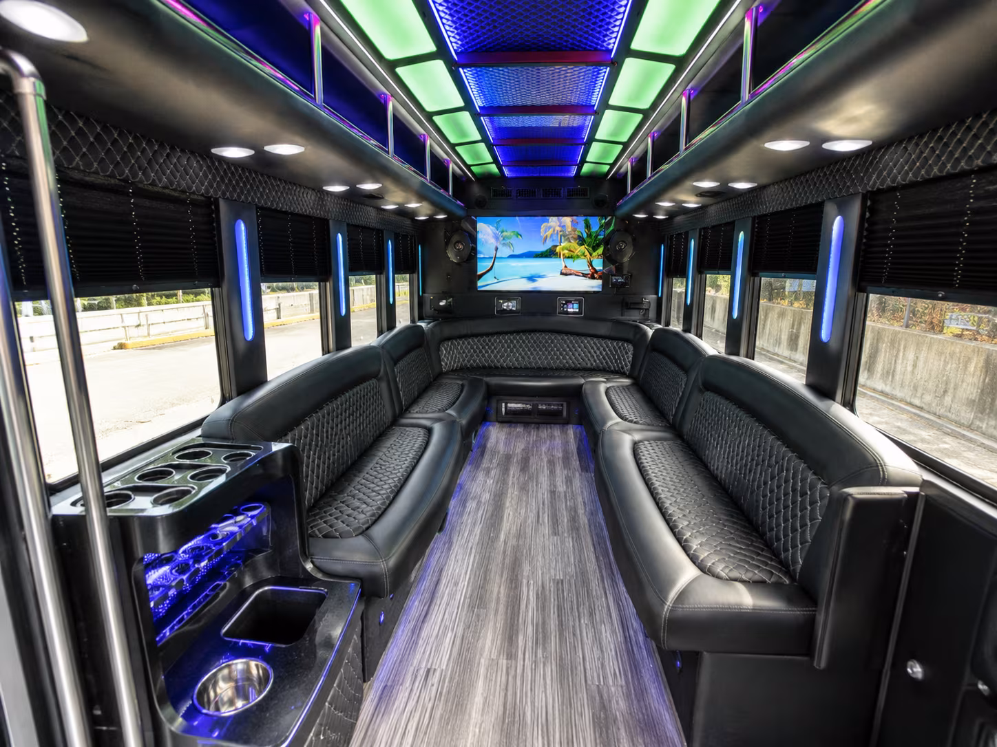 san antonio 18 passenger party bus inside